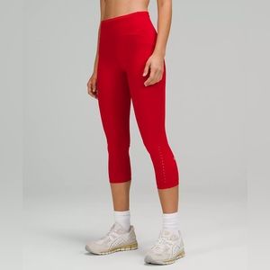 Red Lululemon Swift Speed HR Crop 21”, Size 0